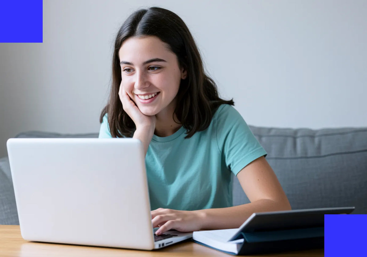 Student studying with laptop