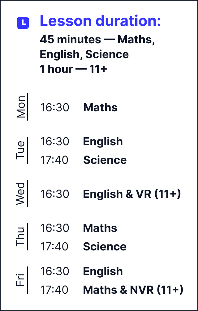Year 5 Timetable