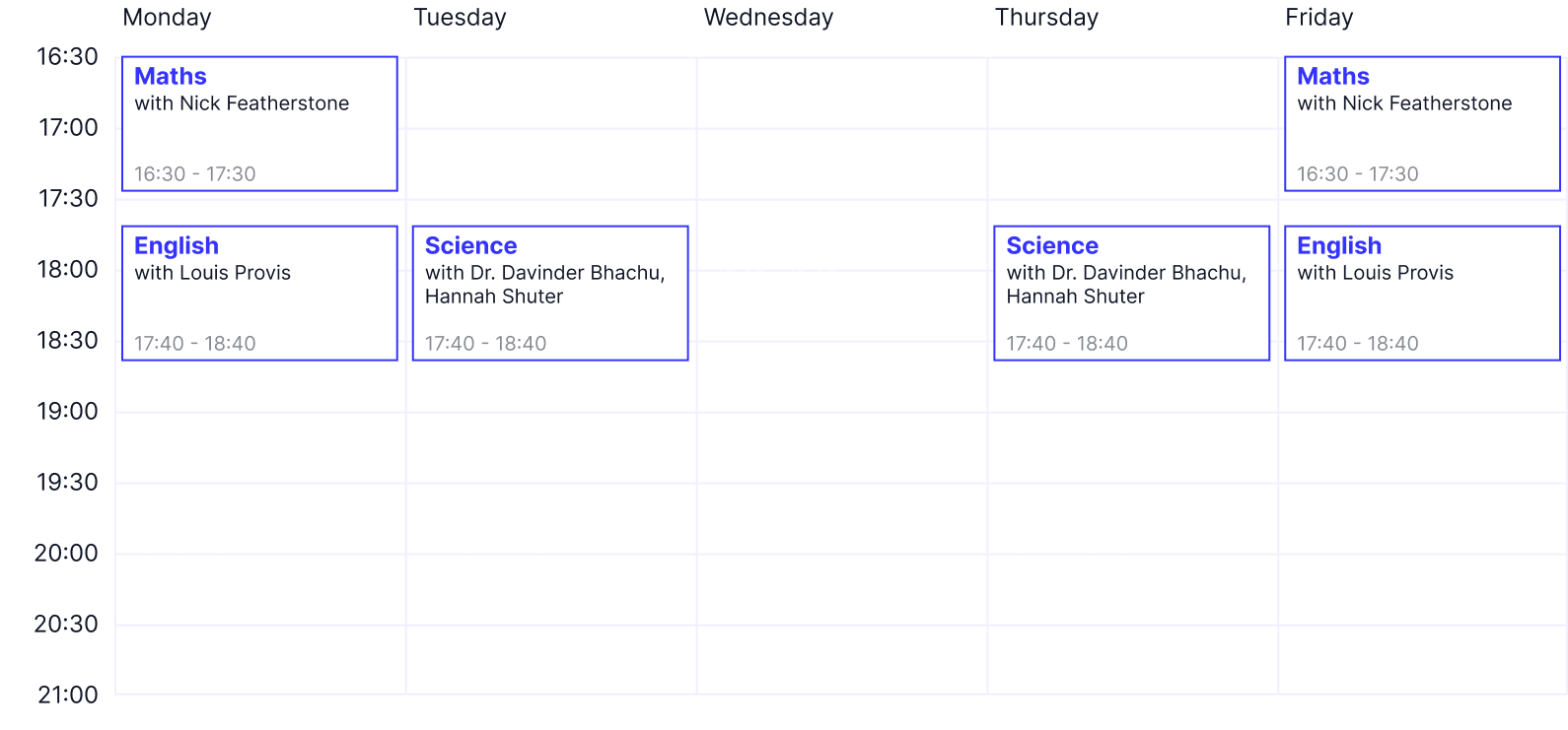 Year 5 Timetable